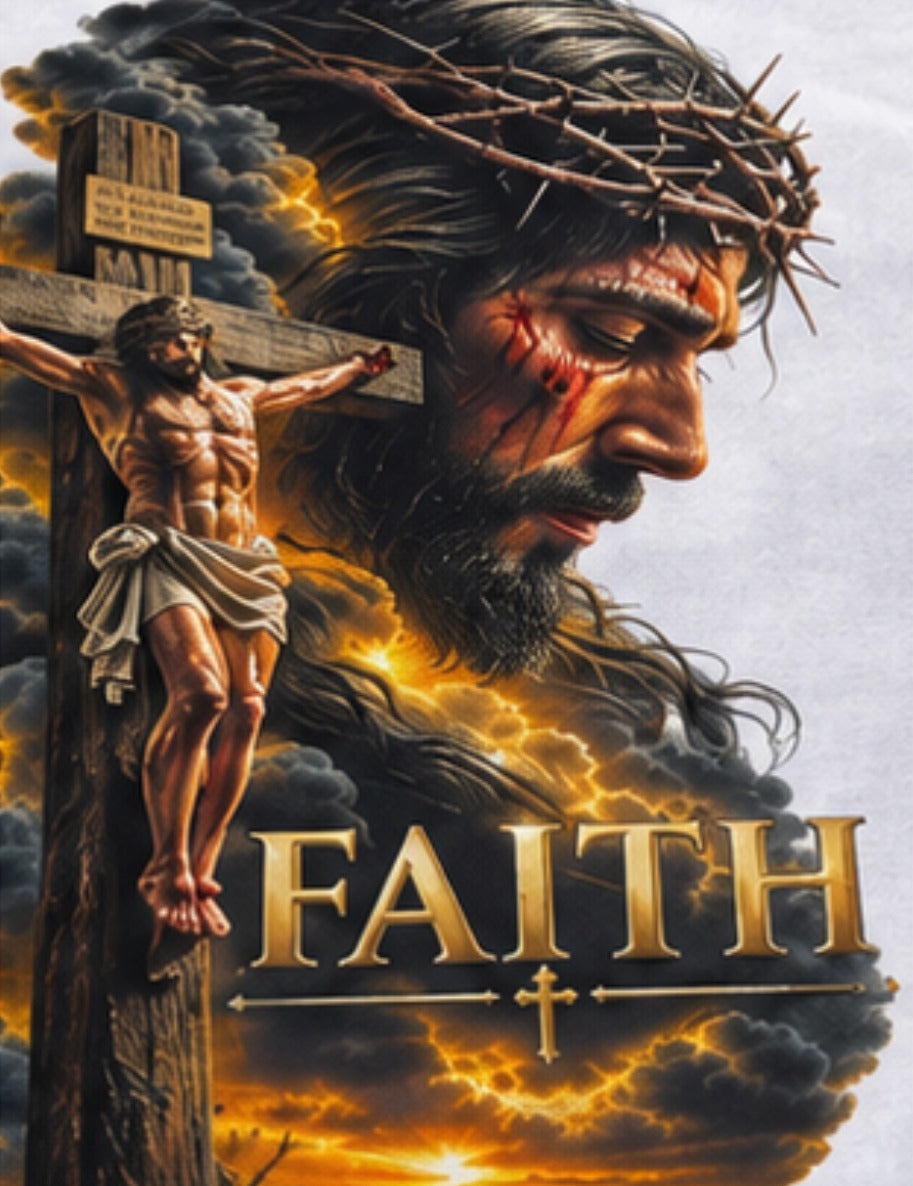 FAITH Cross Tee - design close-up